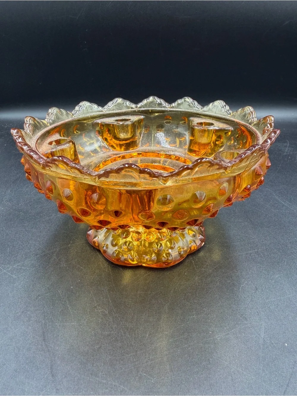VTG Fenton Amber Glass Hobnail Bowl 5 Variations Candle Holder Taper / Pillar
